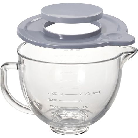 Bol En Verre - 1 Pièce - Verre Trempé - Compatible Lave-vaisselle - Pour Batteur Sur Socle 4,3l À 4,8l - Avec Couvercle