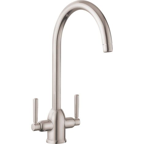 Modern Parma Kitchen Sink Dual Lever Mono Modern Mixer Tap Swivel Spout Brushed