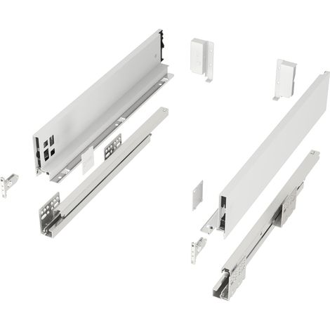 Schubladensystem JUNKER SLIM weiß H: 84 mm SoftClose bis 40 kg belastbar mit 13 mm schlanken Schubladenzargen - Nennlänge 350 mm