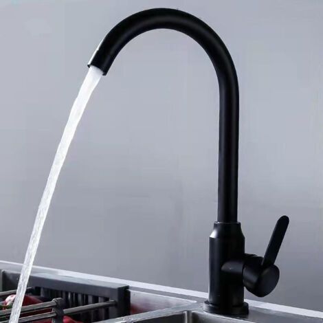 Robinet Cuisine Douchette Poignée Unique Inox Mélangeur Chaud et Froid Embout Robinet Cuisine Rotatif Laiton Peinture en Aérosol Robinet De Cuisine Noir