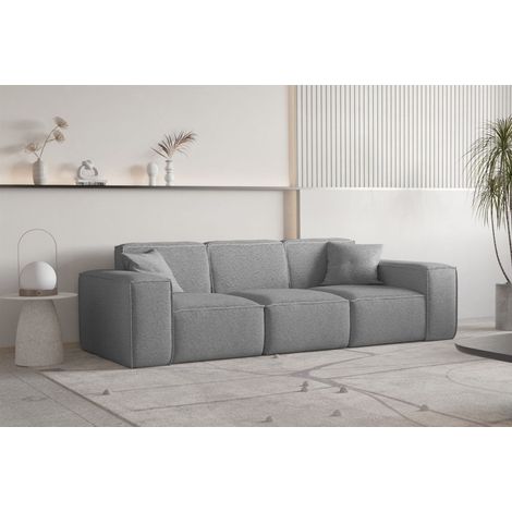 Sofa Designersofa CELES PREMIUM 3-Sitzer in Stoff Ascot Bukla Grau (1/3)