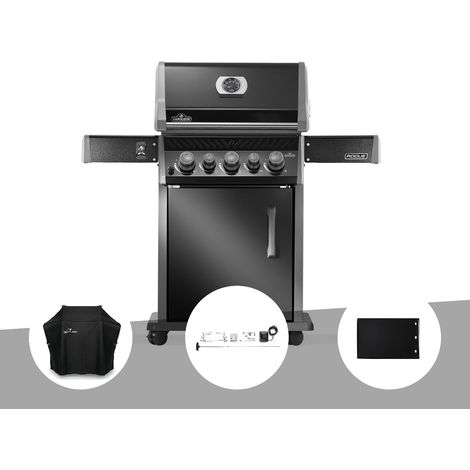 Barbecue à gaz Rogue 425 RB 3 brûleurs + 1 réchaud latéral + 1 brûleur rôtissoire + Housse de protection + Rôtissoire + Plancha - Napoléon