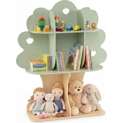 COSTWAY Bibliothèque Enfant Montessori en Forme d'arbre à 3 Niveaux, Étagère à Livres Bois avec 8 Compartiments Ouverts, 2 Kits Anti-Basculement, Meuble Rangement Jouet pour Chambre Salle de Jeux (1/5)