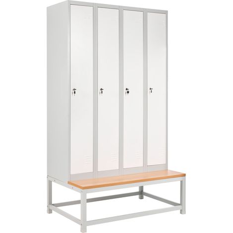 4-Door Storage Locker with Bench ATHLETE Metal Grey/ White (1/5)