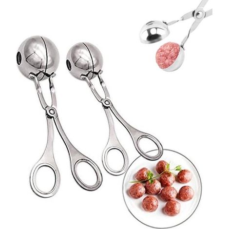 Stampo per polpette, set da 2 pezzi, 2 misure, pinze per polpette, stampo per polpette in acciaio inox, preparazione facile delle polpette (1/5)