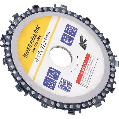 Disque de tronçonneuse circulaire 4,5 pouces 13 dents pour meuleuse, lame de sculpture chaîne en carbure, accessoire jaune, découpe bois (1/5)