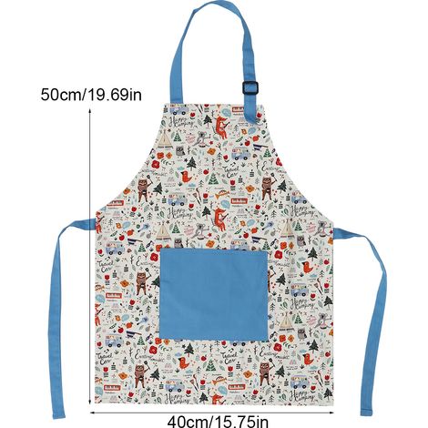 Kinderschürze, Kinderküchenschürze, Kindermalschürze, Kinderbastelschürze, Küchenschürze aus 100 % Baumwolle mit Tasche, größenverstellbare Schürze, zum Malen, Basteln und Kochen. (1/5)