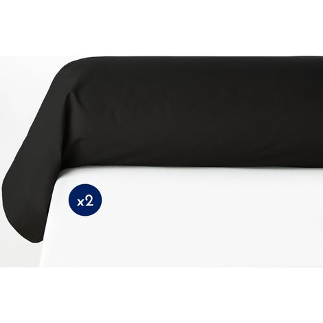 Lot de 2 taies de traversin coton 57 fils Noir 85x185 cm