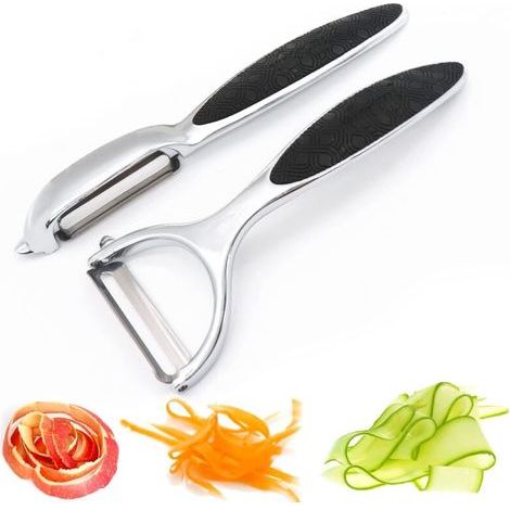 JSSEVN - Kitchen vegetable peeler, good grip, durable stainless steel peeler in Y and I shapes, ergonomic handle (1/4)