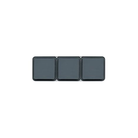 Hager – Prise triple horizontale 2P+T saillie gris IP55 – Polypropylène – Pour espaces humides – Indice de protection IP55