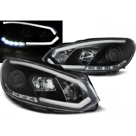 Paire de feux phares VW Golf 6 08-12 Daylight LTI DRL led noir-27361960