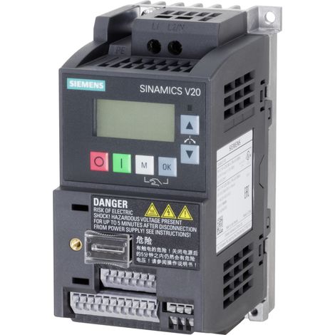 Variateur de fréquence Siemens SINAMICS V20, 0,12 kW 230 V c.a. 1 phase, 900 mA, 0 550Hz ( Prix pour 1 )