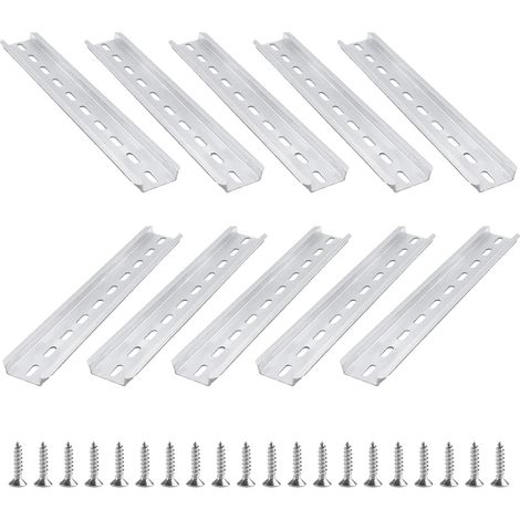 Lot de 10 rails DIN en aluminium - Longueur : 300 mm  Pour armoire de distribution électrique - Montage sur rail - Largeur : 35 mm - Hauteur : 7,5 mm (1/5)