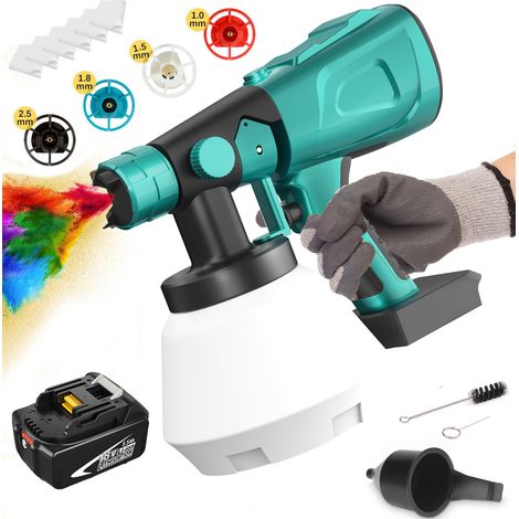 Malenpistolen, 1l Schmerz Elektrische Farbe Elektrische Malmalerei Lackiermalmalmalmalerei mit 4 Filter, 1x5,5A Akku (kein Ladegerät), kompatibel mit der Makita -Batterie (1/5)