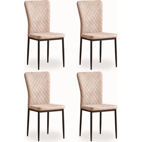 Set of 4 Suede Dining Chairs High Back Kitchen Counter chairs home & restaurants & Lounge Leisure & Living Room & Office(Beige,4)