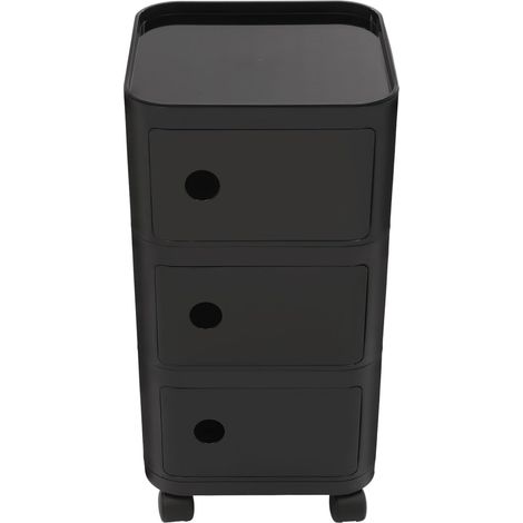Table de chevet à 3 niveaux, table d'appoint, table de chevet avec roulettes, parfaite pour chambre à coucher, salon, petits espaces, 32 x 32 x 63,3 cm (noir)