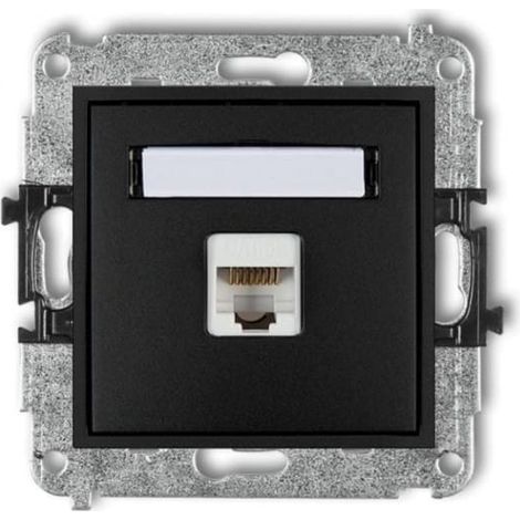 Mini prise murale simple pour ordinateur 1xRJ45 cat. 5e 8 broches noir mat 12MGK-1