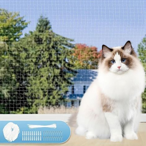 Katzennetz für Balkon ohne Bohren: 3 x 4 m Katzennetz Fenster Katzenschutznetz schwarz einfache Montage für offene Fenster Balkone Terrassen Türen (1/5)