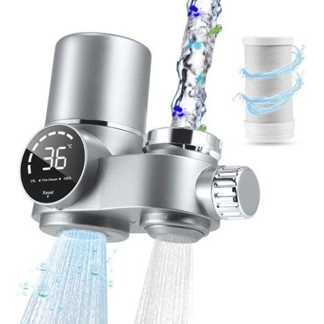 Robinet purificateur d'eau de cuisine - avec affichage LED - filtre à charbon actif - élimine le chlore et les métaux lourds. (1/5)