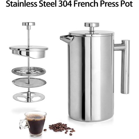 Pressoir À Café - Acier Inoxydable Double Paroi - 350 ML 800 ML ou 1000 ML - Pour Maison Cuisine Camping Voyage