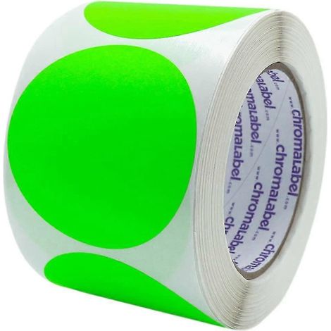 Étiquettes autocollantes rondes amovibles de 5 cm (2 pouces) avec code couleur, 500 par rouleau, bleu foncé-Fluorescent Green (1/2)