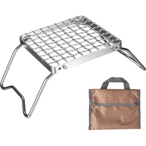 Barbecue de camping pliable et robuste en acier inoxydable 304, avec grille, pieds et sac de transport. (1/5)