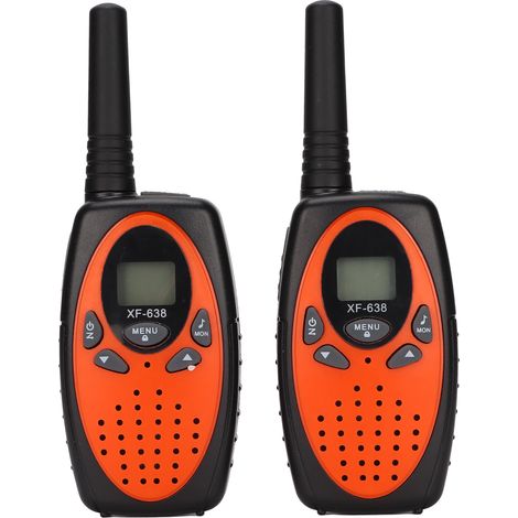 2 radios portatives talkie-walkie 0,5W 3km longue portée orange pour enfants, jouet 2 voies sans fil, lot de 2 (1/5)