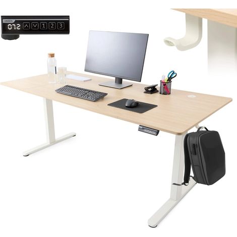 AREBOS Bureau électrique 160 x 80 cm réglable en hauteur avec fonction mémoire