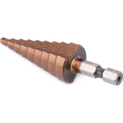 Mèche étagée 4-20mm multifonction acier rapide revêtu cobalt M35 queue hexagonale coupe-trou (1/5)