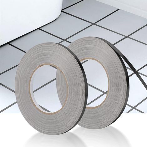 MINKUROW Cinta Adhesiva Decorativa Para Pelar Y Pegar, Cinta Impermeable Para Juntas, Para Pisos, Paredes, Techos, Puertas Y Ventanas, Decoración Del Hogar (2 x (0,5 Cm x 50 M), Negro) (1/5)