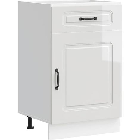 Mueble de cocina Kalmar 50 x 46 x 81,5 cm amplio espacio de almacenamiento patas ajustables madera de ingeniería blanco brillante 020049902 (1/5)