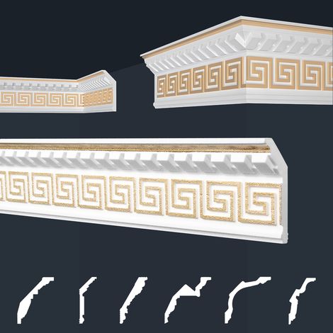 Modanature in stucco oro, EPS Styropor form-fitting, pacchetti economici Marbet Series-B: B-25 oro / 37x100mm, 20 metri / 10 strisce