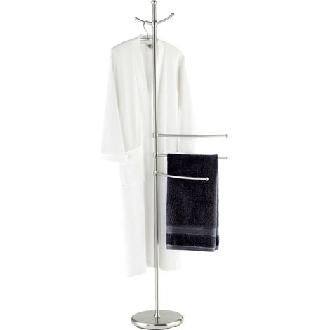 WENKO Portasciugamani da bagno a terra e portaccappatoio, Adiamo, Acciaio, 28x170x28 cm, Cromato