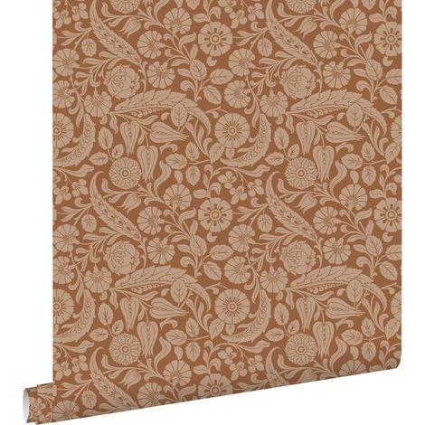 papier peint fleurs marron terracotta - ESTAhome (1/5)