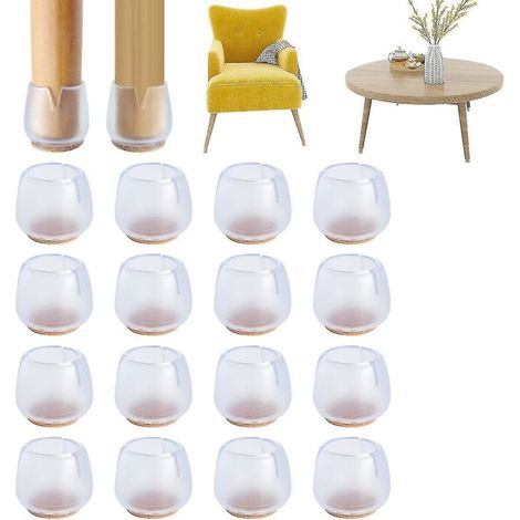 Patins de protection en silicone avec feutre pour pieds de chaise - Lot de 18 pour éviter les rayures (1/4)