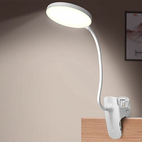Lampada da lettura, lampada da scrivania con clip e luminosità regolabile, ideale per leggere, lavorare e viaggiare. (1/3)