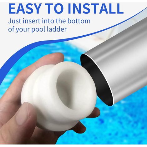 Lot de deux bouchons en caoutchouc étanches et antirouille pour les mains courantes d'échelles de piscine, utilisés comme pièces de rechange et bouchons d'étanchéité pour les rampes d'escaliers de pis (1/3)