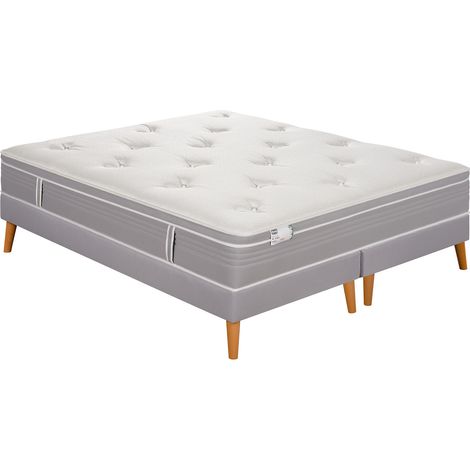 Ens LE VISIONNAIRE 200x200 matelas H27 ressort ensachés, ferme, 2 sommiers (1/5)