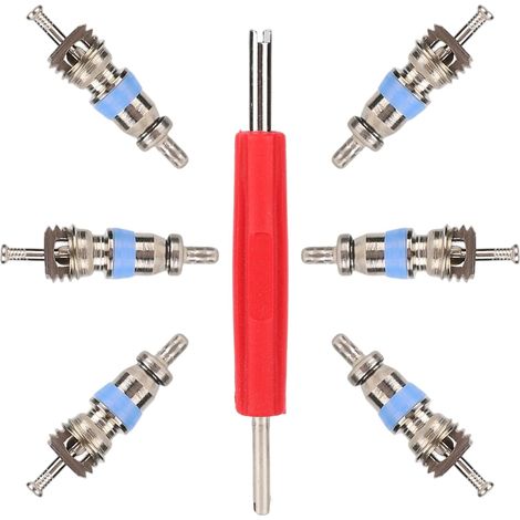 50 Stück Ventileinsätze für Klimaanlagen und Kälteanlagen, kompatibel mit den Hochdruck-Kältemitteln R32, R410A und R22, mit PTFE-Dichtung, inklusive 2-in-1-Schlüssel, Ersatzteil für Klimaanlagen und  (1/5)