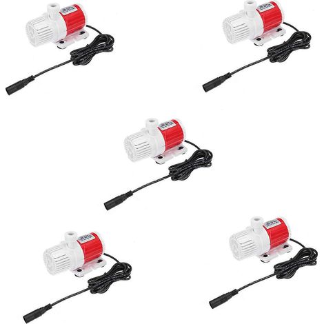 Cinq pompes submersibles 20W 12V CC, capacité de 1100L/heure, pompes à eau à vitesse réglable de qualité marine, compatibles avec les aquariums. (1/4)