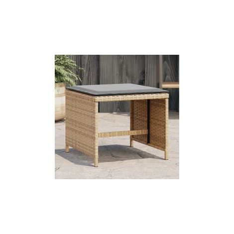Tabourets de jardin et coussins lot de 4 mélange beige rotin