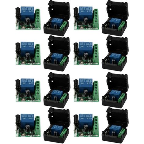 Kit de bricolage comprenant 8 modules de commande à distance sans fil 12 V CC, 1 canal, émetteur 433 MHz, relais RF et module bouton (1 canal). (1/5)