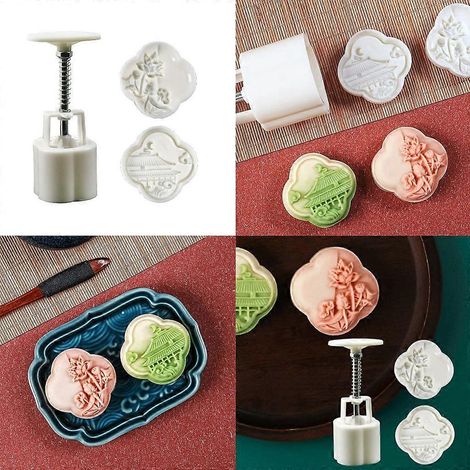 Ensemble de moules à gâteaux de lune Little Lotus, idéal pour la création de biscuits maison. Accessoires pour moules à biscuits. (1/4)