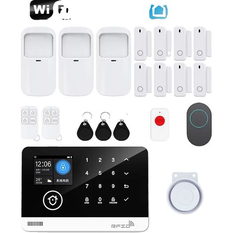 Sistema di allarme di sicurezza, sensori di movimento, controllo tramite app, kit WiFi 2G GSM, senza spina. (1/2)