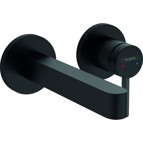 HANSGROHE Finoris Mezclador de lavabo de pared 165 mm + desagüe libre Negro mate