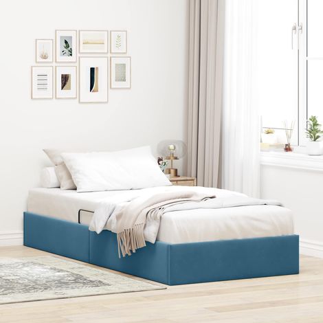 Ottoman Bettgestell mit Speicher Dunkelblau 90 x 200 cm Samt (1/5)