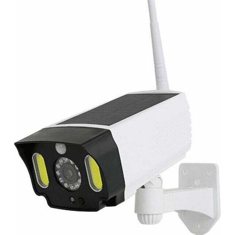 Caméra de sécurité factice pour extérieur, alimentée par énergie solaire, avec détection de mouvement et alarme anti-intrusion. Caméra de sécurité LED étanche avec lumière LED rouge clignotante et