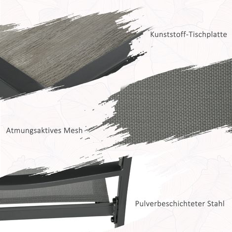 Ensemble de jardin meubles salon extérieur, 1 table, 4 chaises, 150 x 87 x 72 cm, Gris (1/5)
