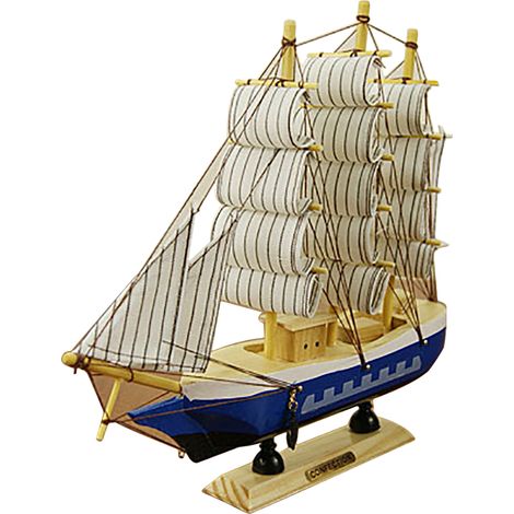 Modèle de voilier en bois de 24 cm décoration nautique thème cadeau bureau à domicile. (1/5)