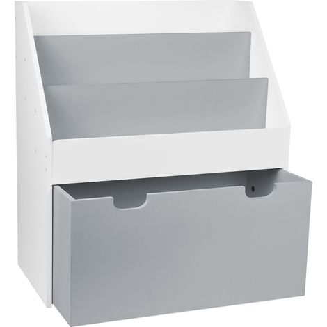 Haloyo® Kinderbücherregal mit mehreren Aufbewahrungsmöglichkeiten für Bücher und Spielzeug mit 3 Regalebenen und Schublade, 70 x 62,5 x 30 cm, Weiß (1/5)